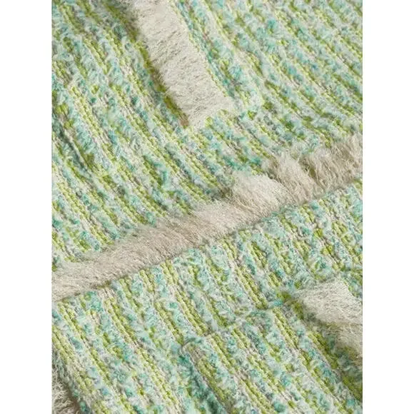 NEW, L'AGENCE Angelina Tweed Jacket In Light Green Multi SZ 14 #SJ1423